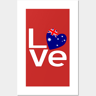 White Red Australian LOVE Posters and Art